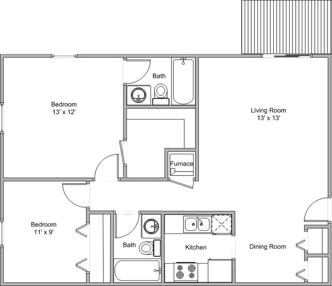 2 Bedroom Standard - Gazebo Apartments