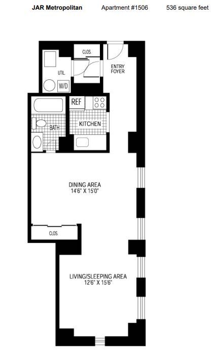 Explore the efficient layout of this JAR Metropolitan studio, perfect for modern living. - The Metropolitan