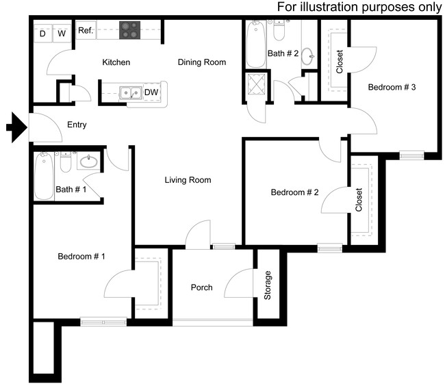 Three Bedroom - Hunter Ridge Apartments