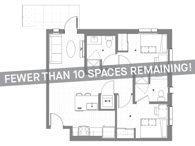 2x2 Courtyard B - Fewer than 10 Spaces Remaining! - HERE Seattle Student Apartments