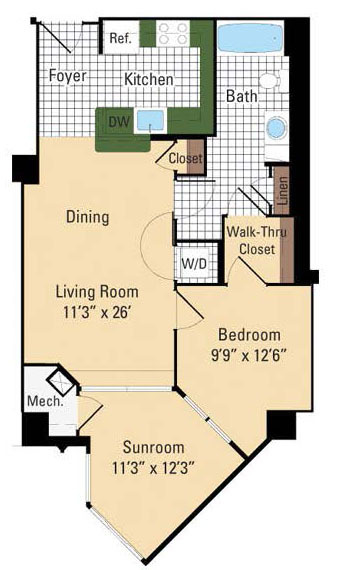 Dickens - 1 Bedroom - 1 Bathroom - Parc Rosslyn Apartments