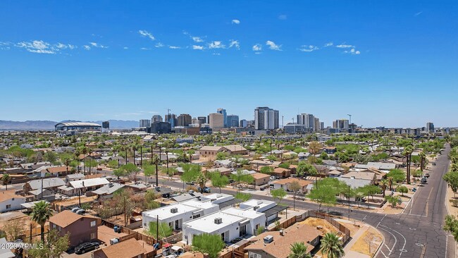 Aerial picture of property looking at downtown Phoenix - 1125 N 11th St
