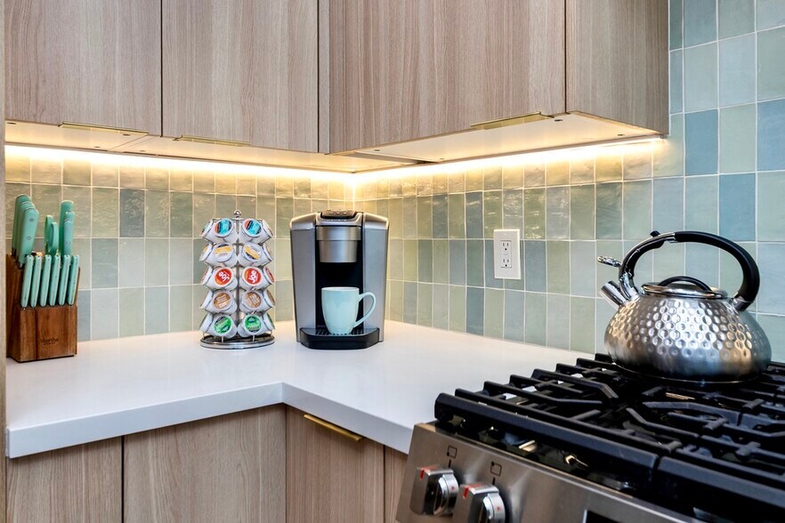 Fully stocked with cookware, Keurig with pods, dishes, utensils, and glassware. - 2221 Ocean Ave