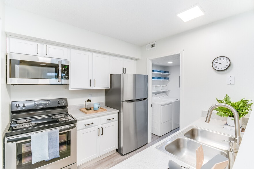 Kitchen with Stainless Steel Appliances and Built-In Microwave - Diamond Interior - Dylan Apartments