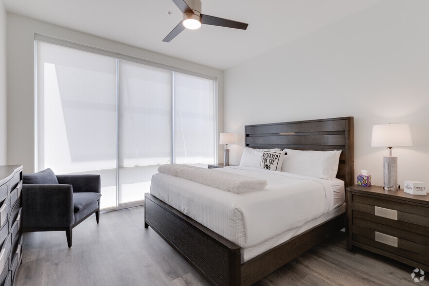 1BR, 1BA - 1,053SF - Bedroom - The Residences on High Street