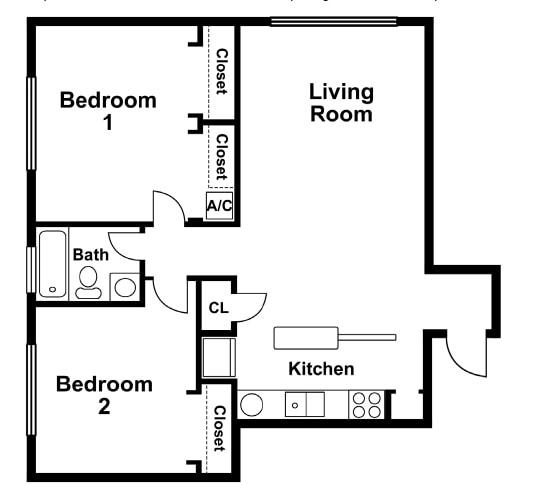 2BR/1BA - Polaris Apartments