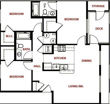 3BR/2BA - Brookside Park Apartments