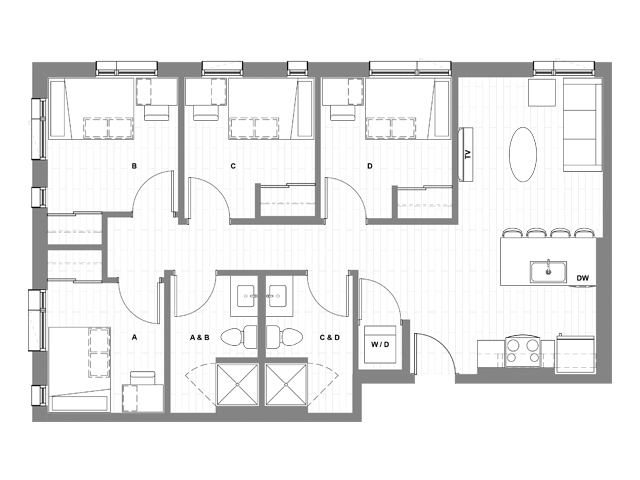 4x2 A - HERE Seattle Student Apartments