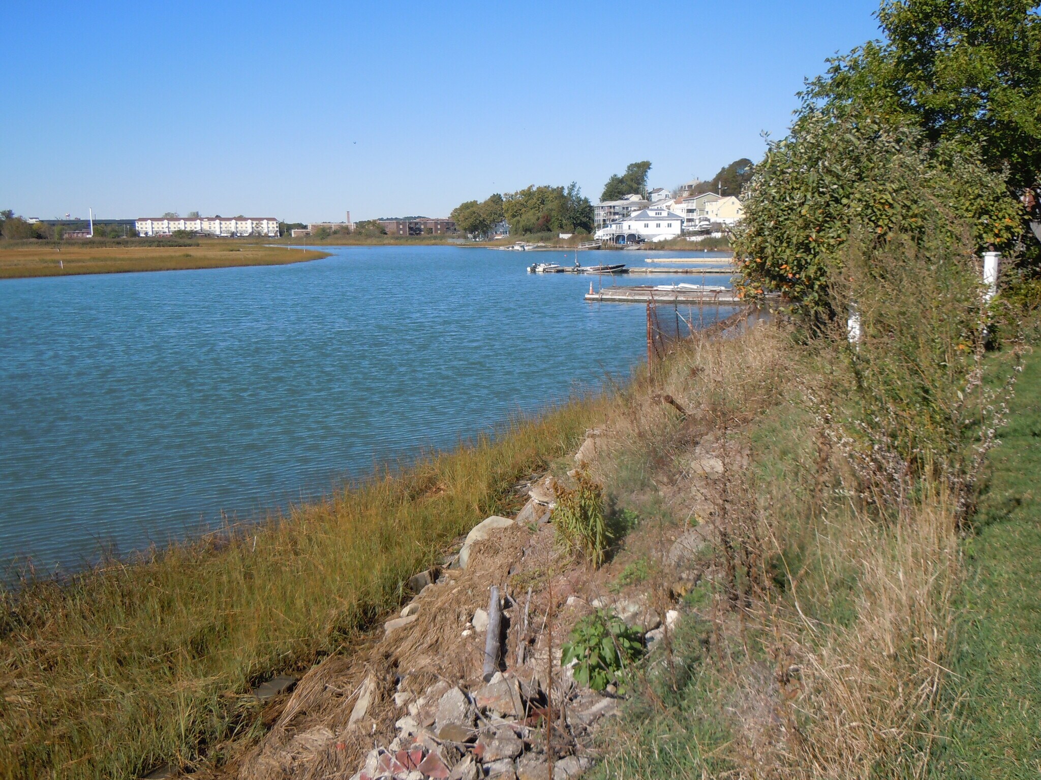 tidal inlet at mid-tide, looking west - 103 Summer St