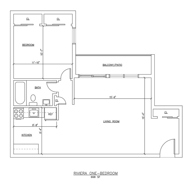 One Bedroom Floor Plan - Riviera