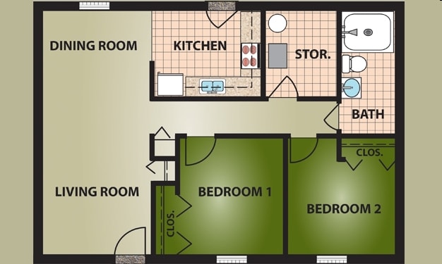2BR/1BA - Gwynne Village