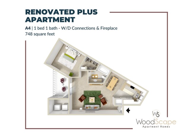 a4 washer and fireplace renovated plus - Woodscape Apartments
