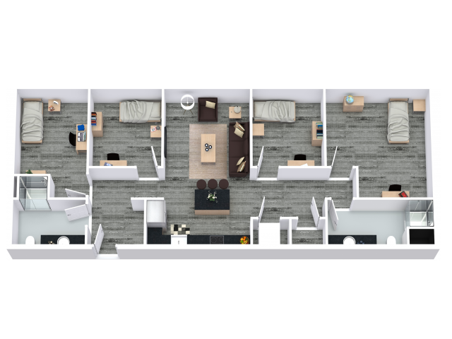 Pointers Plus 4 Bedroom 2 Bath Floor Plan - The Reserve Student Apartments