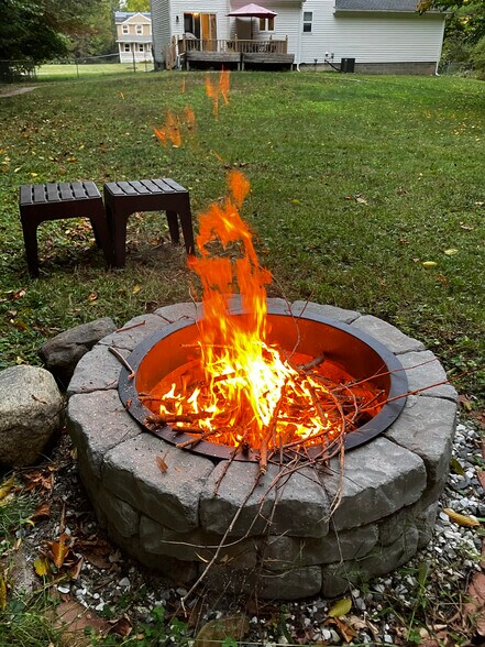 Backyard firepit - 25 Greenfield Manor Rd