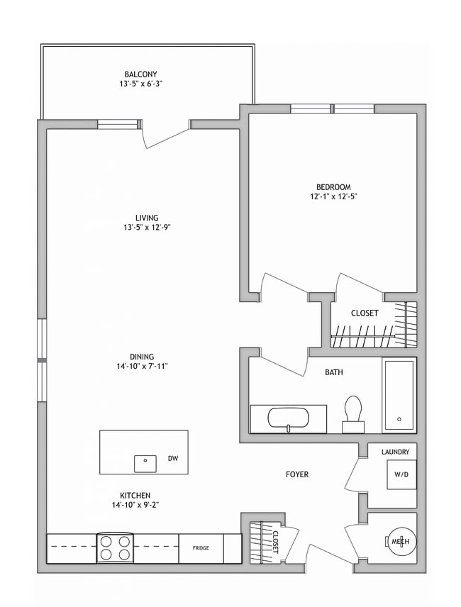 1 Bed 1 Bath C - 737 Sq. Ft. - Aldon at Keys Crossing