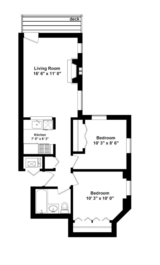 Represents the 660 SQFT apartment in the 3433 building - Maynard At Elaine Place