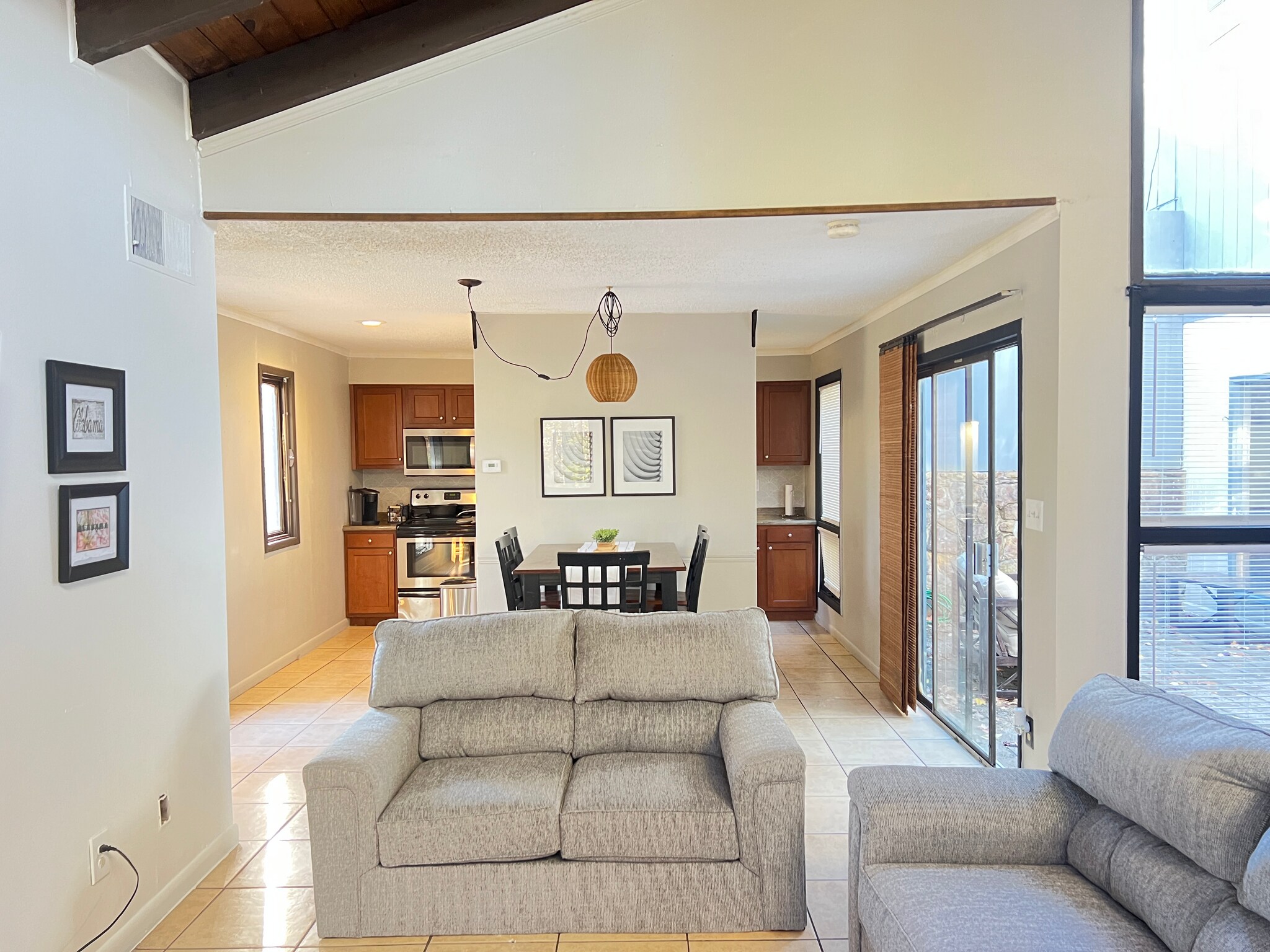 Living room to dining room and kitchen view - 3645 Belmont Rd