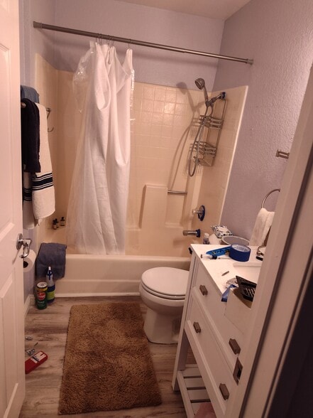 Renovated bathroom has new vanity, mirror, cabinet, makeup/ shaving mirror, clothesline in shower - 1365 Crafton Ave