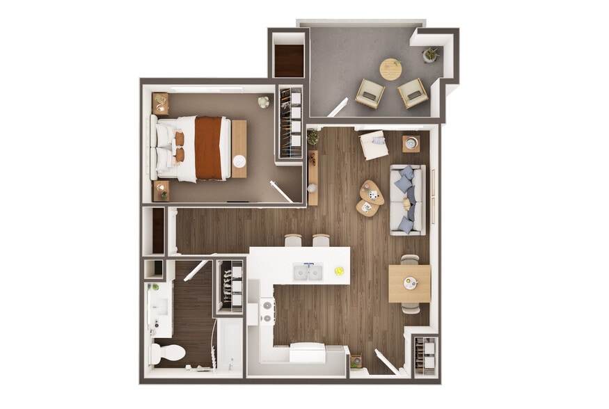 A1-1 Bedroom Floorplan - The Cascalote Senior Apartments