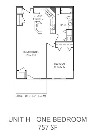 Unit H - One Bedroom - Artisan Square