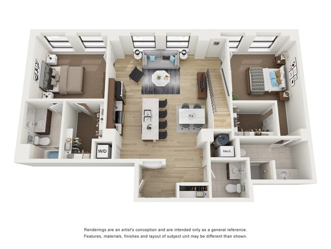 Lower Level 2x2.5 Penthouse Loft Q - Residences at 150 Bagley