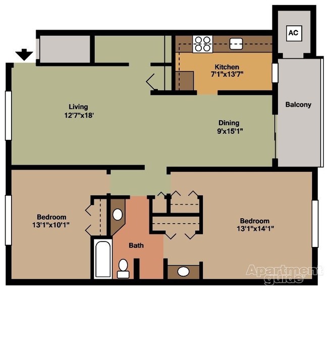 Two Bedroom - Style C - Spring Ridge Apartments