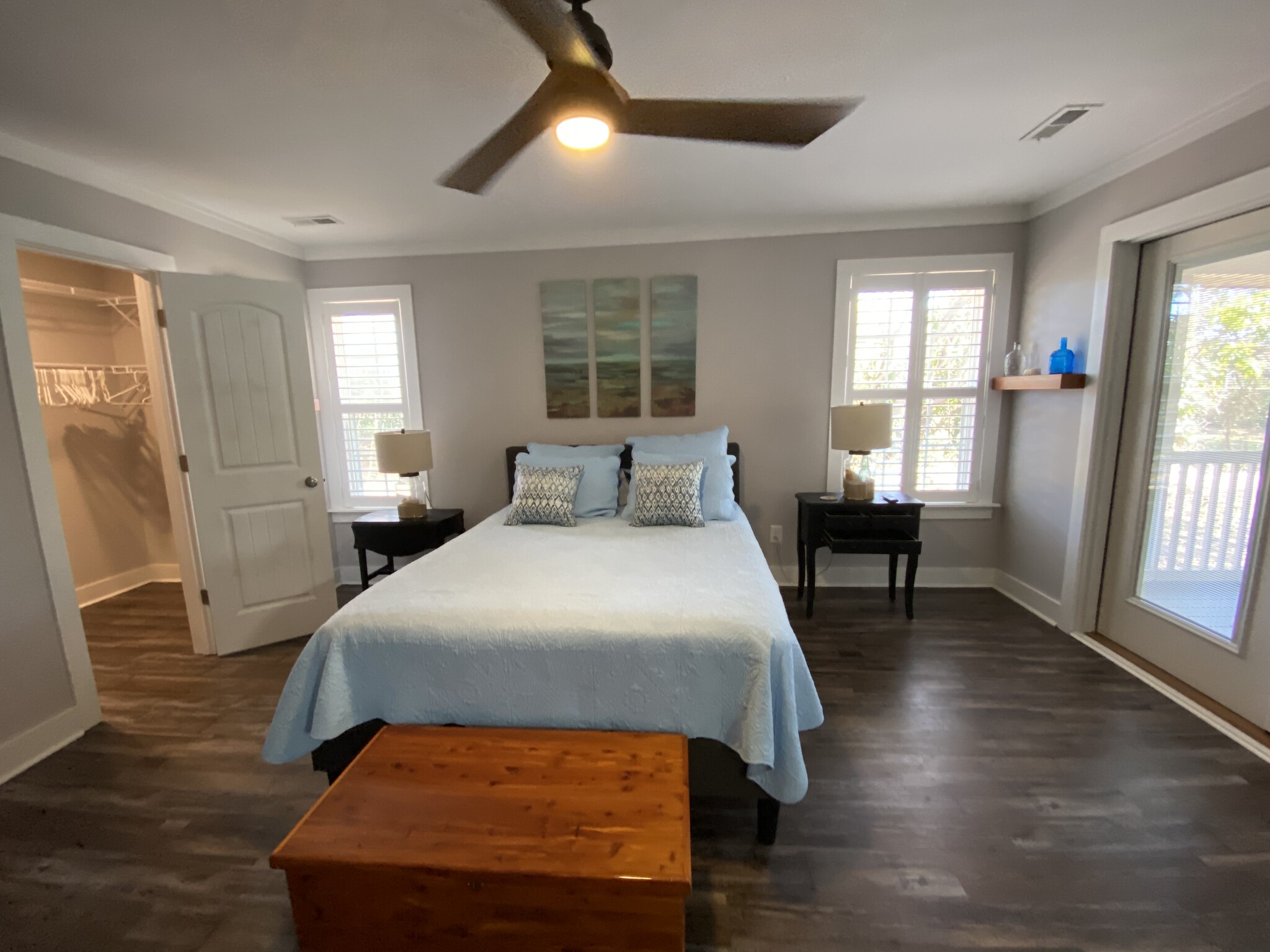 Master bedroom with french doors leading out to the screened in porch. - 6002 Stern Ct