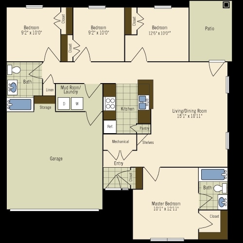 4BR/2BA - The Village at Wheeler Apartments