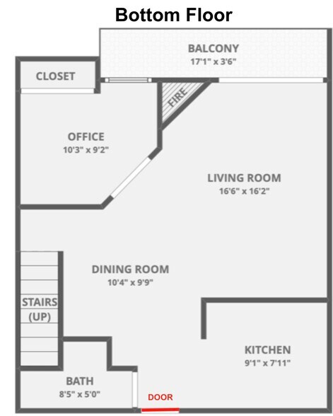 Layout of Bottom Floor - 4750 Templeton St