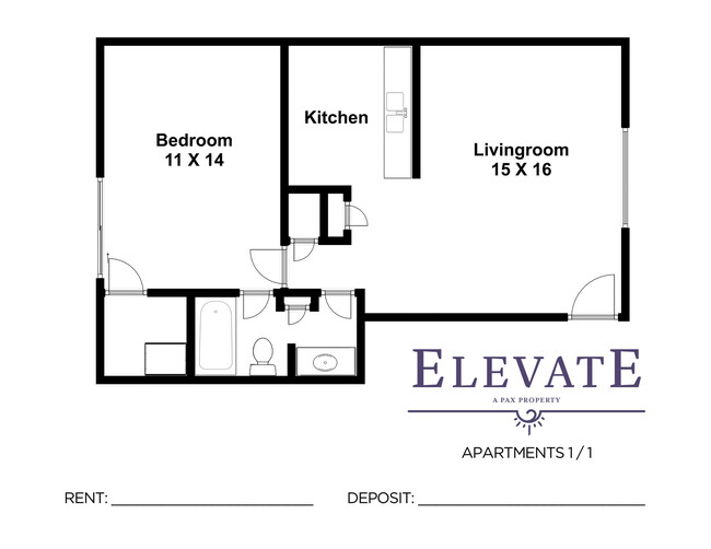 Exec 1 Bedroom - Elevate Apartments