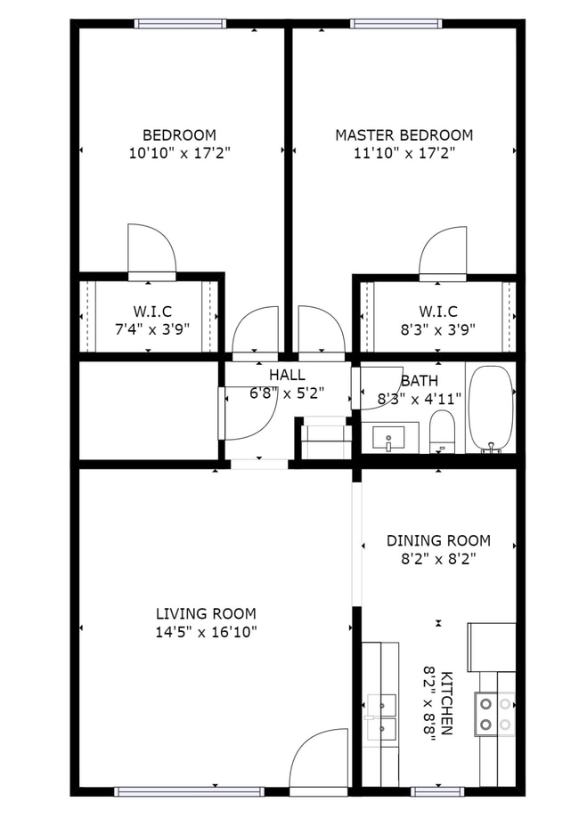 2BR/1BA Layout - Bella Vista on Bancroft