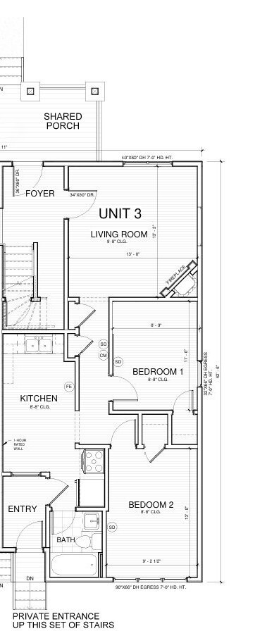 Thoughtfully designed layout featuring two bedrooms, private entrance, and separate living spaces. - 822 E 4th St