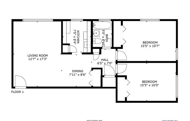 2 BD 1 BA Option B 797 sq ft - Marlow Heights Apartments
