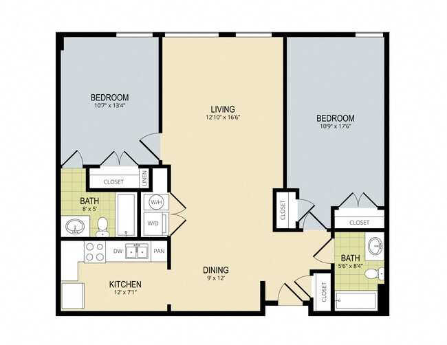 2 BR 2BA 1039 sqft - The Redwood Apartments