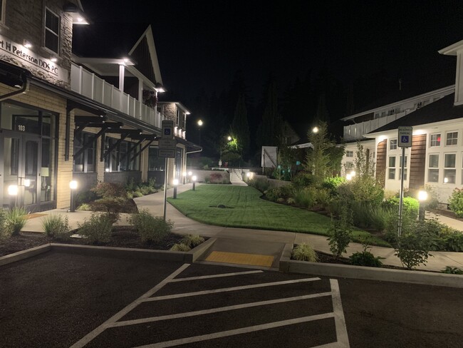 Courtyard at night - 16500 Boones Ferry Rd