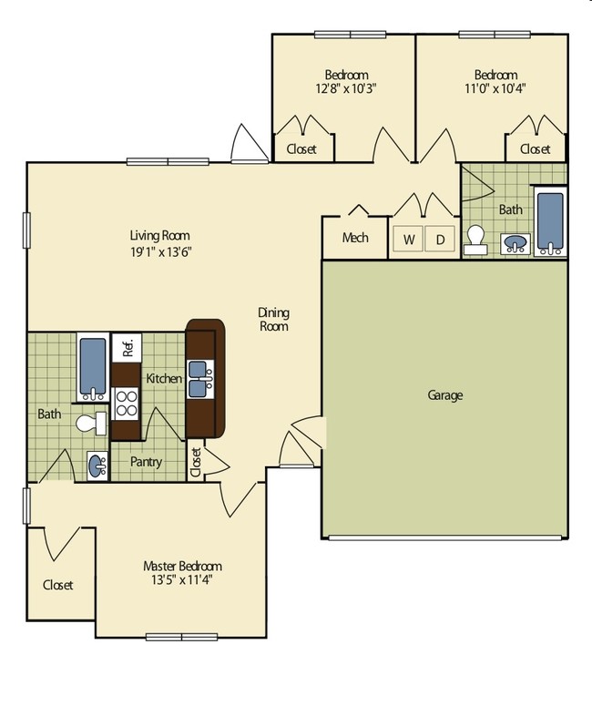 3BR/2BA - The Village at Wayne Trace Homes