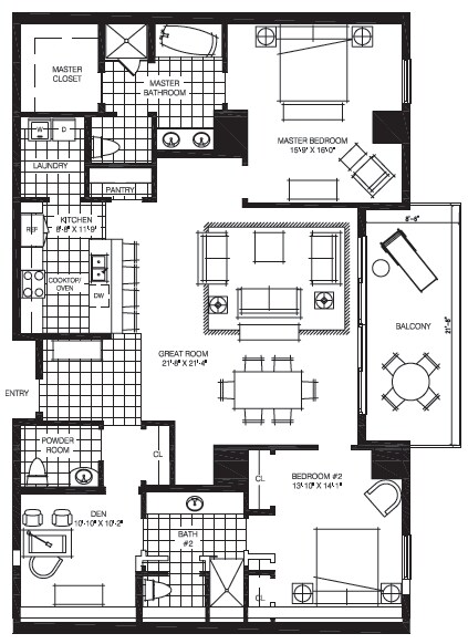 2BR/2.5BA - The Mark