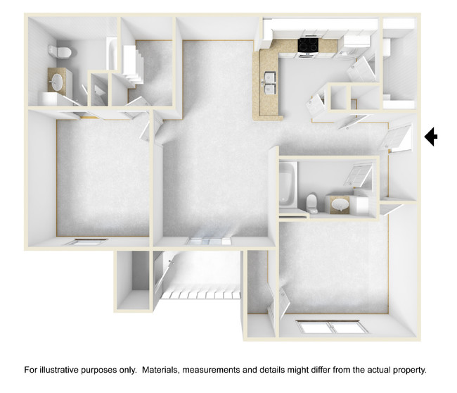 2 Bed Floor 3D - Highpoint at Pella