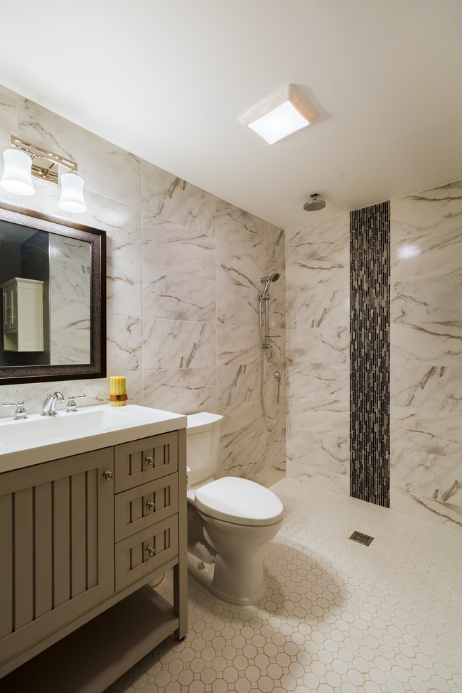 White Marble Bathroom - 629 Storrs Rd