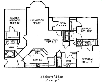 3BR/2BA - Carrington Park at Stone Terrace Apartments