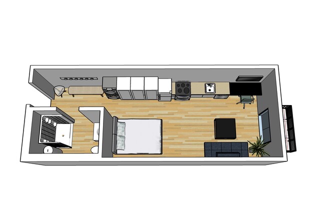 Studio Floor Plan 410 sq ft - 730 Leonard