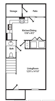 2BR/1.5BA - 1st floor - Ridgewood Apartments
