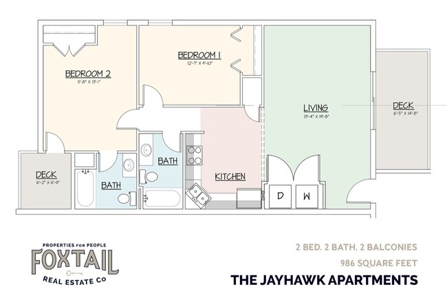 2 bed/2 bath/2 balcony - Jayhawk Apartments