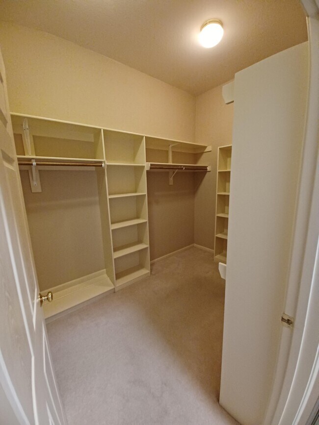 A large walk-in closet with shelves is the pinnacle of organization. - 6003 N Norton Ave