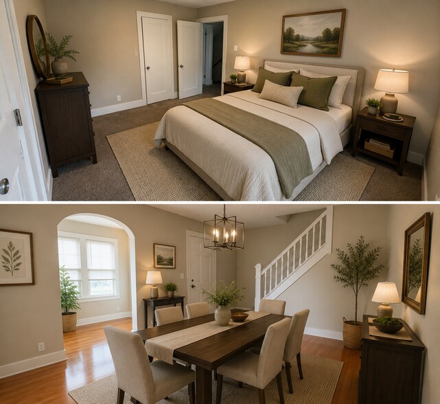 Virtually Staged Living Room And Bedroom - 2613 Cleveland St