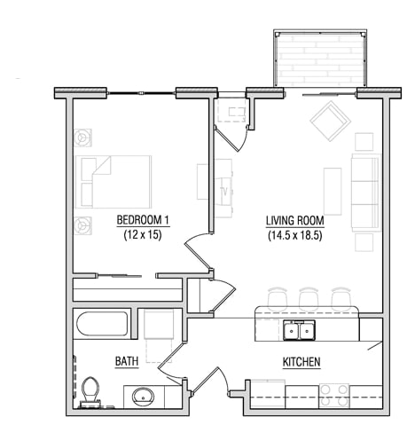 1BR/1BA - River Mill Senior Residences