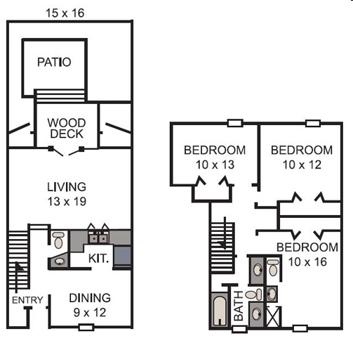 3BR/2.5BA - Chapel Hill Apartments