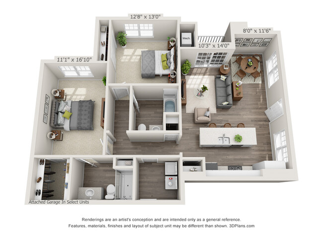 Two bedroom - 1,201 square feet - The Glades