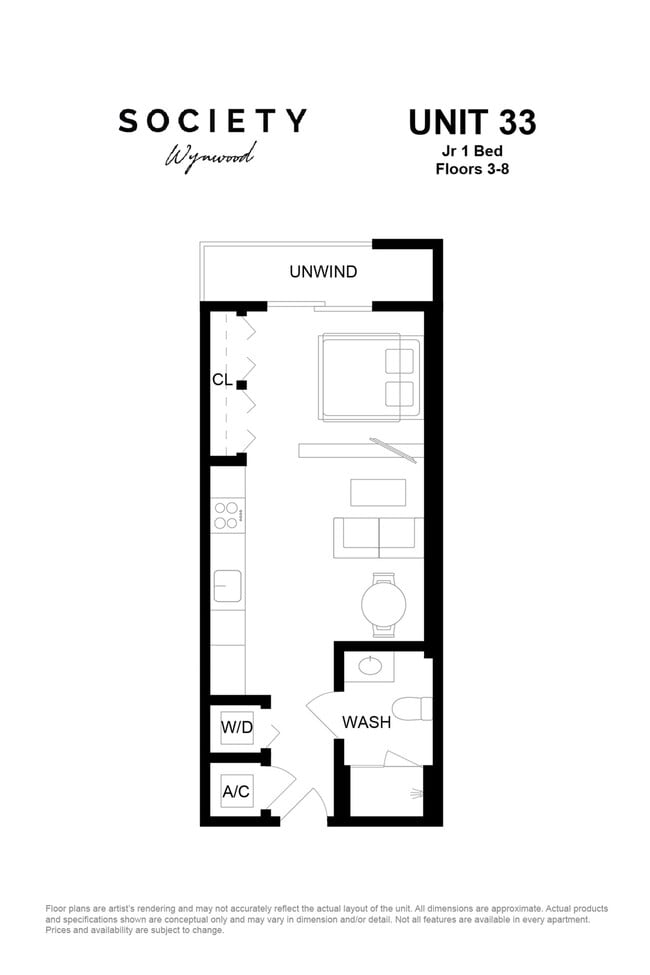 Jr 1 Bed - Unit 33 - Fl 3-8 - Society Wynwood