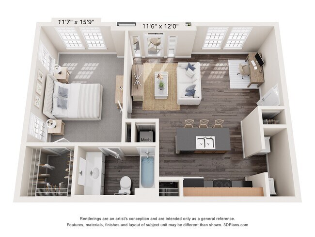 A5 Floorplan at Alpha Mill Apartments - Alpha Mill